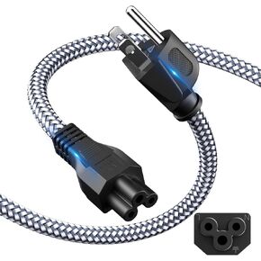 Power Cord,Riksoin 3 Prong AC Power Cable 10FT/3M Nylon Braided Replacement 3 Pin Power Cord for DellHP LG Lenovo Asus Acer Toshiba Laptops/Notebooks,Monitors,Printers,Scanners- Gray