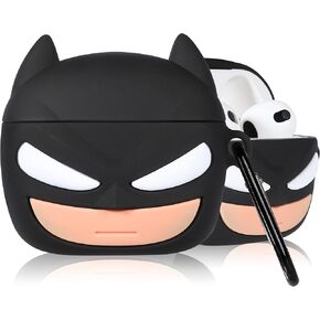 Mulafnxal Case for Airpods 3 3rd Generation Cute Soft Silicone 3D Funny Fun Character for Air pod 3 (2021) Cover Kawaii Designer Cartoon Ring Kits Cases for Kids Boys Girls Teen (Black)