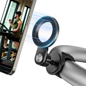 A2C Adjustable Strap Magnetic Bar Phone Mount for Treadmill, Workout Bikes, Stroller, Shopping Cart, Golf Cart, Fits 0.5-1.5 inches Handlebars, 17 Strong Magnet Gym Phone Holder for iPhone Magsafe