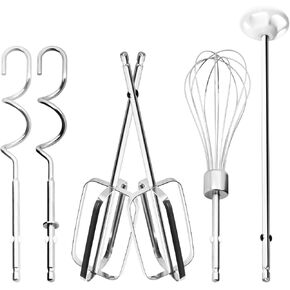 Hand Mixer Attachments Replacement for Hamilton Beach Mixer Beaters Parts 62632R 62682RZ 62692 62695V 64699 - Hand Mixer Beaters,Wire Egg Whisk,Liquid Blending Rod,Dough Hooks,Set of 6