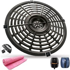 3.7QT Round Air Fryer Grill Plate for Chefman Air Fryers, Premium Double-layer Nonstick Coating Air Fryer Grill Pan, Crisper Tray, Bottom Plate Rack Grate Insert Grid for Crux Air Fryers