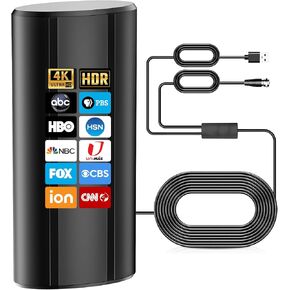 1200+ Miles Range TV Antenna, Digital TV Antenna, TV Antenna for Smart TV, Portable HD Antenna Indoor, Supports 4k Indoor Full Hd Smart Tv-36ft Coax HDTV Cable (Black)