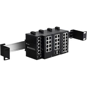 1U 19inch Rack Mount Din Rail Chassis, 19" Rackmount Aluminum Alloy Bracket for 35mm Din-Rail Mounted Device Installed in 19" Rack or Cabinet, Din Rail Mount Ethernet Switch Shelf Kit