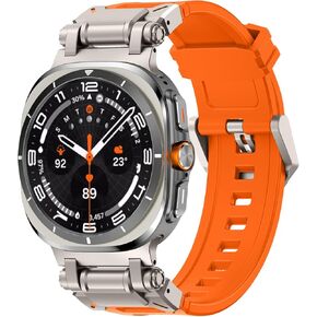 Watch Band Compatible with Samsung Galaxy Watch Ultra Band 47mm, Men Silicone Sport Strap with Metal Connector, Rugged Rubber Wristband for Galaxy Watch 7 Ultra