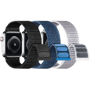 3 Pack Sport Loop Band Compatible with Apple Watch Bands 38mm 40mm 41mm 42mm 44mm 45mm 46mm 49mm for Women Men, Adjustable Breathable Nylon Straps for iWatch Series 10/9/8/7/6/5/4/3/SE/Ultra
