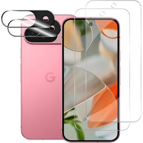 BIGFACE for Pixel 9 Pro XL Tempered Glass Screen Protector + Camera Lens Protector [2 + 2 Pack]Ultrasonic [Fingerprint Unlock][Anti-Scratch][Case Friendly] Clear HD Protective Film for Google Pixel 9 Pro XL 5G