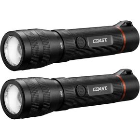Coast G60R 1000 Lumen Waterproof Rechargeable LED Flashlight, 2-Pack