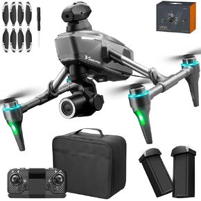 V196 GPS Drone with 1080P HD Camera, Two-batteries, Brushless Motor, Altitude Hold, One Key Take Off/Landing, with Black Outdoor Carrying Case.