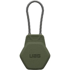 URBAN ARMOR GEAR UAG Designed for AirTag Case Civilian - Hard Shell Lock Case AirTag Holder Keychain with Wire Cable for Keys, Luggage & Bags, Anti-Lost Ultra Secure GPS Protective Cover, Olive Drab