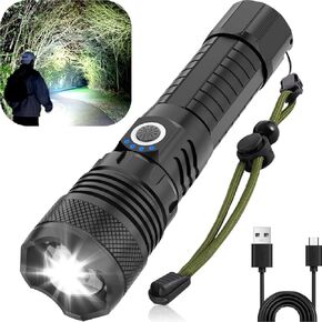 Victoper LED Flashlights, High Powered 10000 Lumens Super Bright Tactical Flashlight, Rechargeable, 5 Modes Zoomable Waterproof Flash Lights, Gift for Christmas Stocking