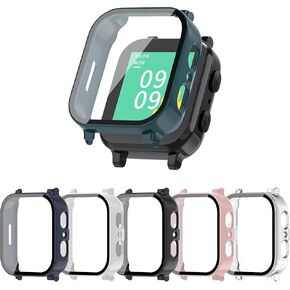 6 Pack Case Compatible with Gabb Watch 3 Bulit-in Tempered Glass Screen Protector, Hard PC Scratch Resistant Shockproof Full Protective Bumper Cover Accessories