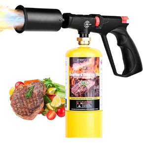 Propane Cooking Torch Head Food Grill Torch Gun Charcoal Wood Grills Lighter Campfire Starter Camp Chef Blow Torch for Cooking Sous Vide Flame Thrower Kitchen Blowtorch BBQ Searing Steak Flamethrower