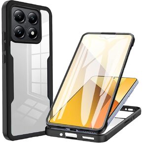 360°All-Inclusive Case for Xiaomi 14 T Pro, [Built in Screen Protector] Dual Layer Full Body Shockproof Dustproof Clear Phone Case for Xiaomi 14T Pro QB-Black