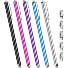 Long Stylus Pens for Touch Screens (5 Pack 185mm) High Sensitivity, Precision and No Scratches, Compatible with iPad, iPhone, Android, Tablets and More. Capacitive Touchscreen Stylist Mesh Fiber Tips