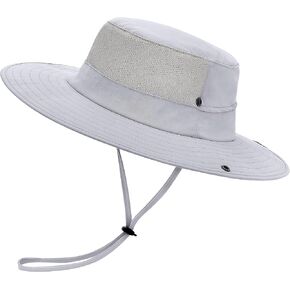 EINSKEY Cooling Sun Hat for Men Women, Packable Wide Brim Bucket Hat with Ponytail Adjustable Boonie Hat for Fishing Hiking