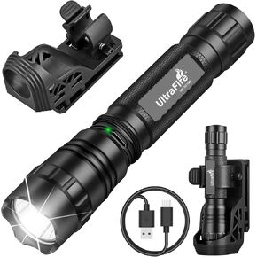 ULTRAFIRE Tactical Flashlight with Duty Belt Holster, 1000 Lumen Rechargeable Police Flashlight for Law Enforcement, 3-Mode Security LED Flashlight with Belt Holder WF-501BX