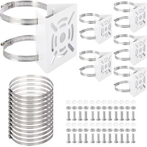 Sumnacon Camera Pole Mount Bracket-6 Pcs Stainless Steel Pole Mount Adapter Brackets with Loops,Sturdy Camera Mount Bracket for Pole Post,Pole Mount Bracket for CCTV Security Camera Ptz Dome,White