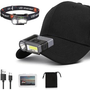 XLENTGEN LED Clip-on Cap Lights USB Rechargeable Hands Free Hat Light with Motion Sensor, 175° Adjustable Head Lamp IPX6 Waterproof Headlamp Flashlight for Baseball Caps, Camping, Fishing