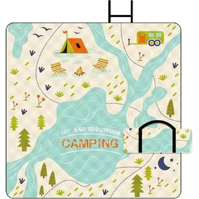 80"x60" Waterproof Picnic Blanket Large Outdoor Beach Blanket Waterproof Foldable Picnic Camping Blanket Green Natural Pattern Thicker Machine Washable Picnic Mat Portable for Picnics, Beach