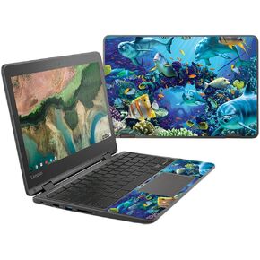 MightySkins Skin Compatible with Lenovo 300e Chromebook 11.6" (2018) - Ocean Friends | Protective, Durable, and Unique Vinyl Decal wrap Cover | Easy to Apply, Remove | Made in The USA