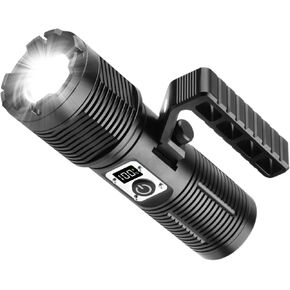 7018 Handheld Rechargeable LED Flashlight, Super Bright Torch with high Lumen,11 Light Modes, 4 Batteries of 10400mAh with Power Bank Function