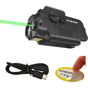 Nitecore NPL25 GL 900 Lumen Rechargeable Compact Mountable Flashlight and Green Laser Sight Combo, Compatible with 1913 or GL Rail with Nitecore Sticker
