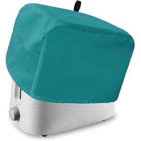 Pure Color Teal Toaster Cover 4 Slice, Solid Color Minimalist Bread Maker Cover Toaster Dust Cover with Pockets, Dust-Proof Cover for Kitchen Small Appliance 12x11x8in