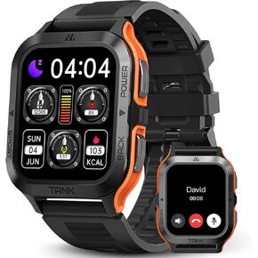 AMAZTIM Smart Watch, 60 Days Extra-Long Battery, 50M Waterproof, Rugged Military Bluetooth Call(Answer/Dial Calls), 1.85" Ultra Large HD Display, AI Voice Assistant, Compatible for Android and iOS
