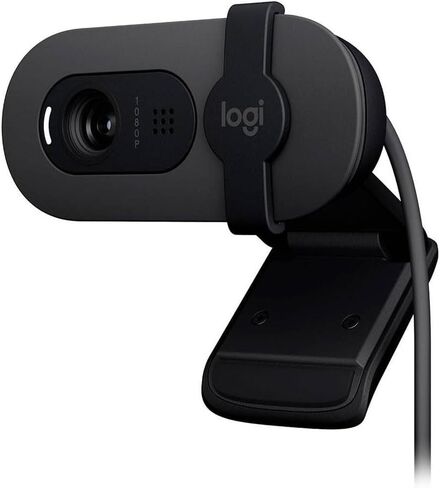 Logitech Brio 100 Full HD WebCam للاجتماعات والبث ، وموازنة الضوء التلقائي ، والميكروفون المدمج ، وتغطية الإطار ، و USB-A لفرق Microsoft ، و Google Meet ، و Zoom ، والمزيد-الجرافيت in Kuwait
