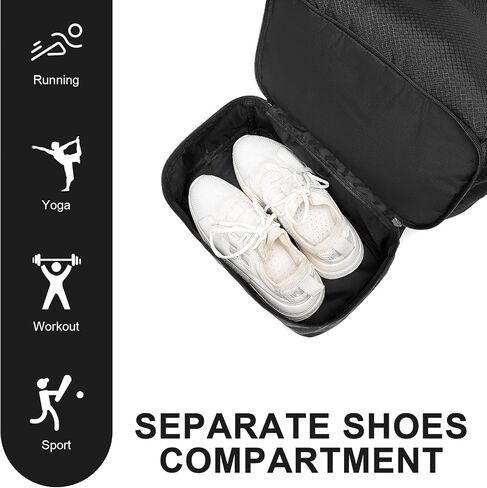 seyfocnia Gym Backpack for Men,Waterproof Backpack With Shoe Compartment Lightweight Travel Backpack Sports Backpack Casual Daypack Backpack-Black in Kuwait
