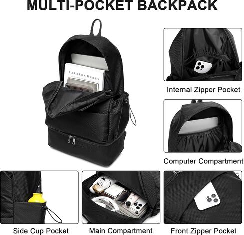 seyfocnia Gym Backpack for Men,Waterproof Backpack With Shoe Compartment Lightweight Travel Backpack Sports Backpack Casual Daypack Backpack-Black in Kuwait