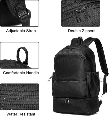 seyfocnia Gym Backpack for Men,Waterproof Backpack With Shoe Compartment Lightweight Travel Backpack Sports Backpack Casual Daypack Backpack-Black in Kuwait