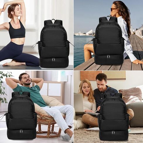 seyfocnia Gym Backpack for Men,Waterproof Backpack With Shoe Compartment Lightweight Travel Backpack Sports Backpack Casual Daypack Backpack-Black in Kuwait