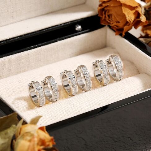 17 زوجًا من الأقراط للرجال، أقراط من الفولاذ المقاوم للصدأ للرجال ذوي البشرة الحساسة، طقم أقراط متدلية على شكل حلق أسود أنيق، مجموعة أقراط متدلية متقاطعة لا تسبب الحساسية، لامعة تدوم طويلاً in Kuwait