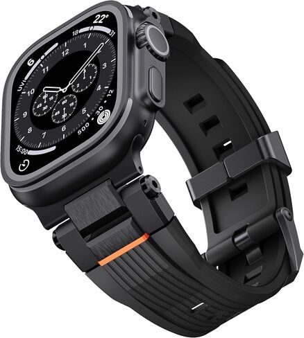 Silicone Rubber Band for Apple Watch, Silicone Sport Strap with Metal Connecter for iWatch Ultra 2/Ultra, Men Rubber Band for Apple Watch Series 10/9/8/7/6/SE/5/4/3/2/1 in Saudi Arabia