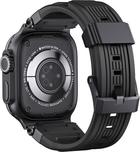 Silicone Rubber Band for Apple Watch, Silicone Sport Strap with Metal Connecter for iWatch Ultra 2/Ultra, Men Rubber Band for Apple Watch Series 10/9/8/7/6/SE/5/4/3/2/1 in Saudi Arabia