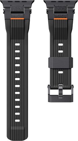 Silicone Rubber Band for Apple Watch, Silicone Sport Strap with Metal Connecter for iWatch Ultra 2/Ultra, Men Rubber Band for Apple Watch Series 10/9/8/7/6/SE/5/4/3/2/1 in Saudi Arabia