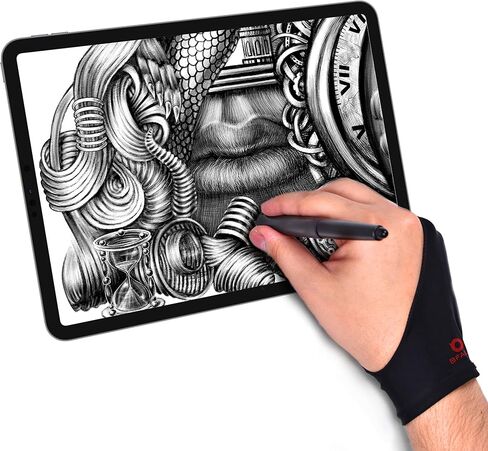 قفاز فنان Bfall 2 Fingers للرسومات وأجهزة الرسم ، الرسم ، مناسب لليد اليسرى واليسرى (1 جهاز كمبيوتر) (متوسط) in Saudi Arabia