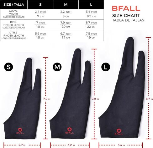 قفاز فنان Bfall 2 Fingers للرسومات وأجهزة الرسم ، الرسم ، مناسب لليد اليسرى واليسرى (1 جهاز كمبيوتر) (متوسط) in Saudi Arabia