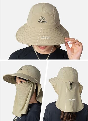 Aonijie Wide Brim Sun Hat مع غطاء الوجه وغطاء الرقبة للرجال النساء ، قبعات الصيد UPF 50+ حماية من أشعة الشمس فوق الأشعة فوق البنفسجية in Kuwait