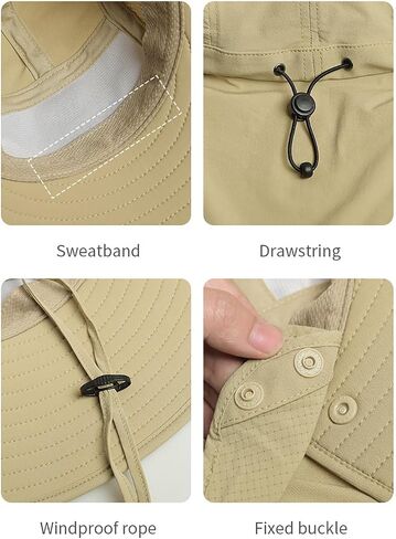Aonijie Wide Brim Sun Hat مع غطاء الوجه وغطاء الرقبة للرجال النساء ، قبعات الصيد UPF 50+ حماية من أشعة الشمس فوق الأشعة فوق البنفسجية in Kuwait