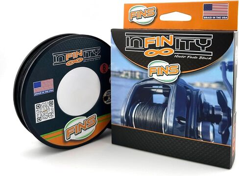 FINS Infinity Braid - USA Made - Silky Smooth 8-End Jet Black Braided Fishing Line for Superior Casting and Quiet Performance in Guides in Saudi Arabia