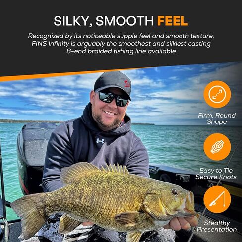 FINS Infinity Braid - USA Made - Silky Smooth 8-End Jet Black Braided Fishing Line for Superior Casting and Quiet Performance in Guides in Saudi Arabia