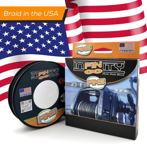 FINS Infinity Braid - USA Made - Silky Smooth 8-End Jet Black Braided Fishing Line for Superior Casting and Quiet Performance in Guides in Saudi Arabia