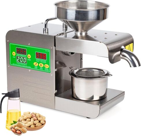 Macho Oil Press Machine 820W Hot/Cold Electric Oil Oil Severuction for Peanut Sesame Sunflower Seeds Coconut Soybean Oil Machine Machine Oper in Kuwait