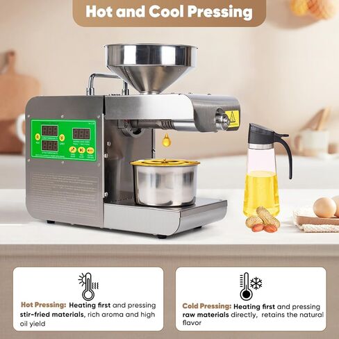 Macho Oil Press Machine 820W Hot/Cold Electric Oil Oil Severuction for Peanut Sesame Sunflower Seeds Coconut Soybean Oil Machine Machine Oper in Kuwait