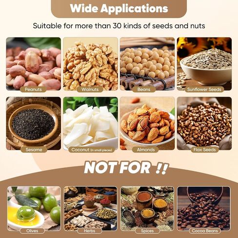 Macho Oil Press Machine 820W Hot/Cold Electric Oil Oil Severuction for Peanut Sesame Sunflower Seeds Coconut Soybean Oil Machine Machine Oper in Kuwait