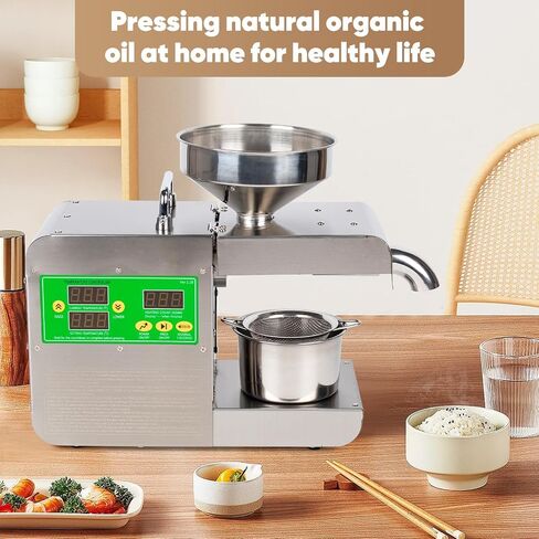 Macho Oil Press Machine 820W Hot/Cold Electric Oil Oil Severuction for Peanut Sesame Sunflower Seeds Coconut Soybean Oil Machine Machine Oper in Kuwait