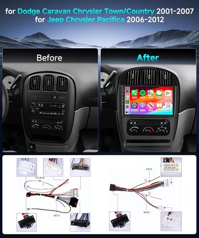 2G 64G سيارات الراديو ستيريو ل Dodge Caravan Chrysler Town & Country 2001-2007 مع Carplay Wirroid Android Auto ، 1081inch 1080p HD IPS شاشة اللمس مع Bluetooth Canbus WiFi GPS AHD Camera in Saudi Arabia