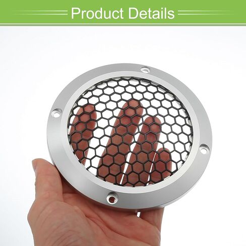 ACROPIX Universal 4" Car Speaker Grills Cover Mesh Round 4 Inch Audio Speaker Subwoofer Guard Protector Case with Mounting Screws Iron Aluminum Alloy Silver Tone Black - Pack of 2 in Saudi Arabia